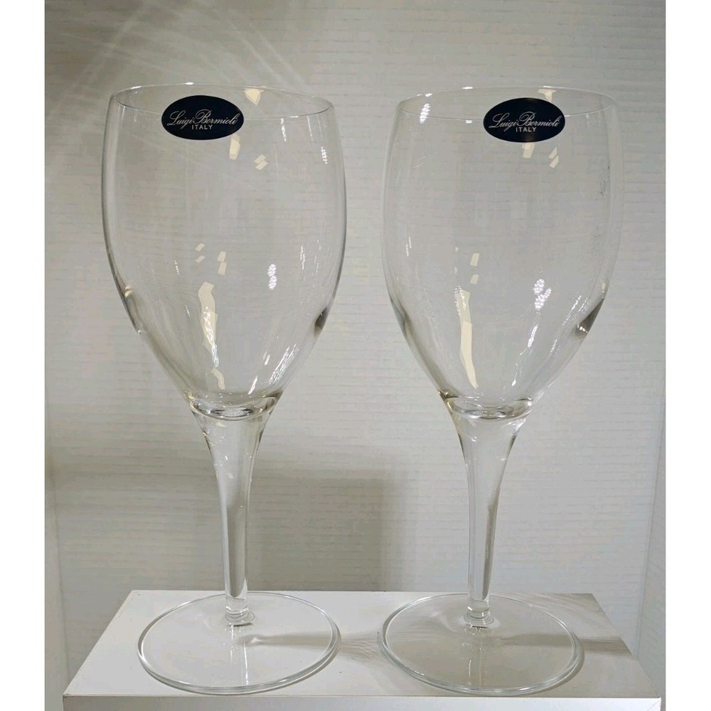 Luigi‎ Bormioli Italy Crystal Wine Glasses Set of 2 Clear Stemmed Barware 8.75in
